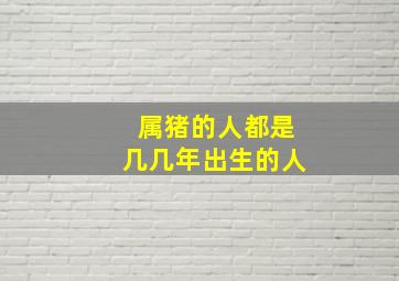 属猪的人都是几几年出生的人