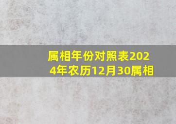 属相年份对照表2024年农历12月30属相