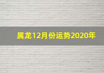 属龙12月份运势2020年