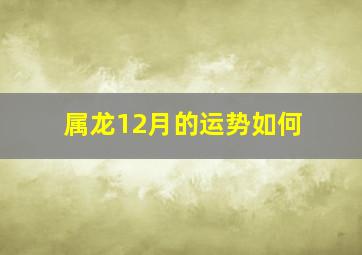 属龙12月的运势如何