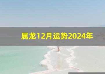 属龙12月运势2024年