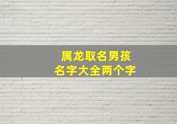 属龙取名男孩名字大全两个字