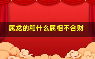 属龙的和什么属相不合财