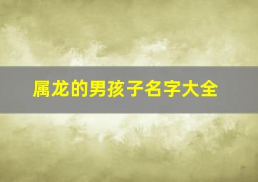 属龙的男孩子名字大全