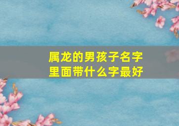 属龙的男孩子名字里面带什么字最好