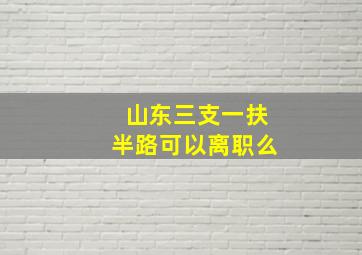 山东三支一扶半路可以离职么