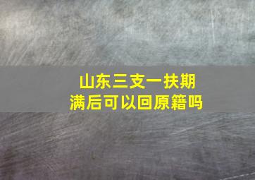 山东三支一扶期满后可以回原籍吗