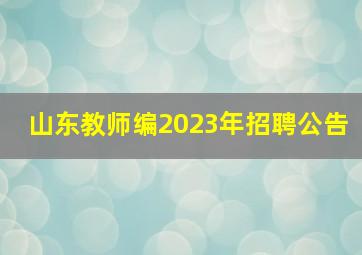 山东教师编2023年招聘公告