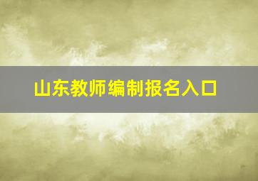 山东教师编制报名入口