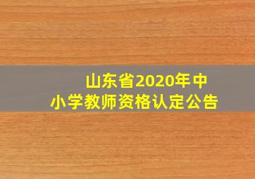 山东省2020年中小学教师资格认定公告