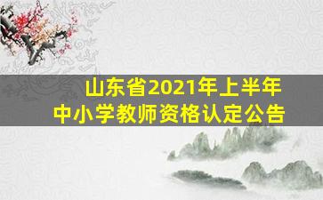 山东省2021年上半年中小学教师资格认定公告