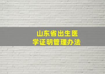 山东省出生医学证明管理办法