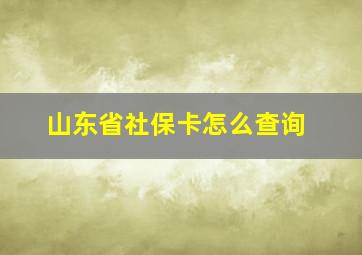 山东省社保卡怎么查询