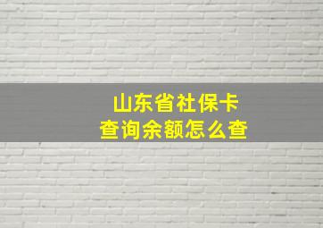 山东省社保卡查询余额怎么查