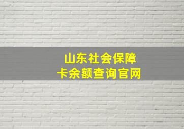 山东社会保障卡余额查询官网