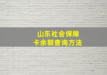 山东社会保障卡余额查询方法