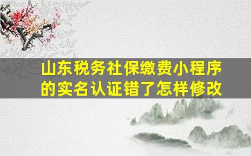 山东税务社保缴费小程序的实名认证错了怎样修改