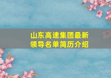 山东高速集团最新领导名单简历介绍