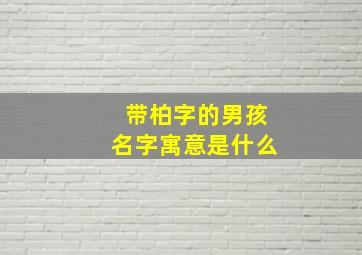 带柏字的男孩名字寓意是什么