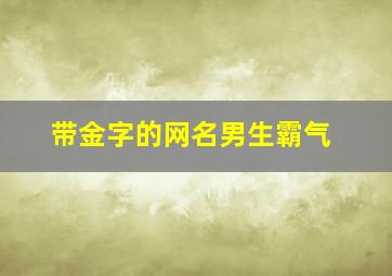 带金字的网名男生霸气