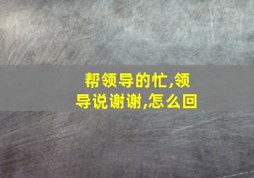 帮领导的忙,领导说谢谢,怎么回