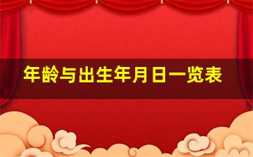 年龄与出生年月日一览表