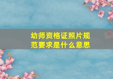 幼师资格证照片规范要求是什么意思