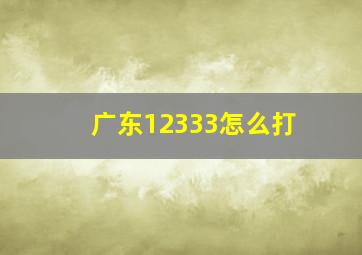 广东12333怎么打