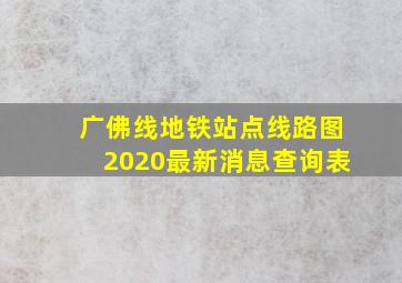 广佛线地铁站点线路图2020最新消息查询表