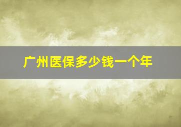 广州医保多少钱一个年