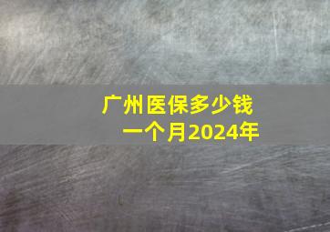 广州医保多少钱一个月2024年