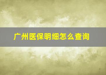 广州医保明细怎么查询