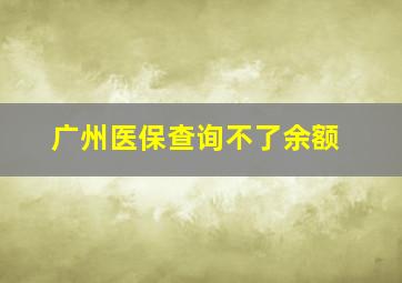 广州医保查询不了余额