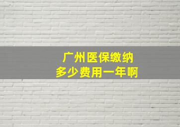 广州医保缴纳多少费用一年啊