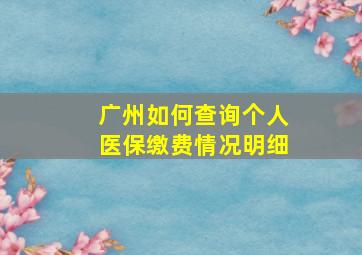 广州如何查询个人医保缴费情况明细