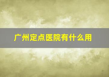 广州定点医院有什么用