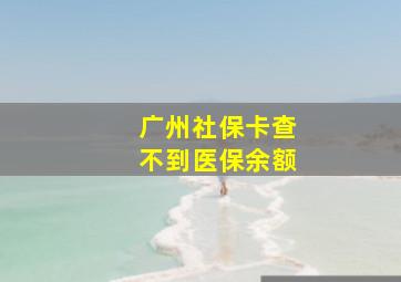 广州社保卡查不到医保余额