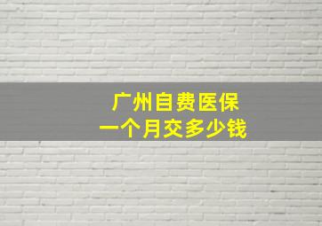 广州自费医保一个月交多少钱