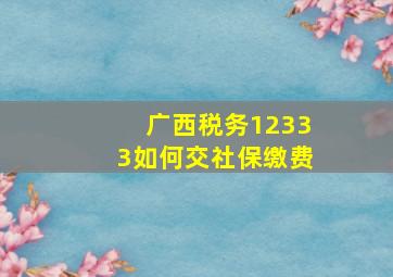 广西税务12333如何交社保缴费