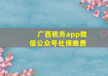 广西税务app微信公众号社保缴费