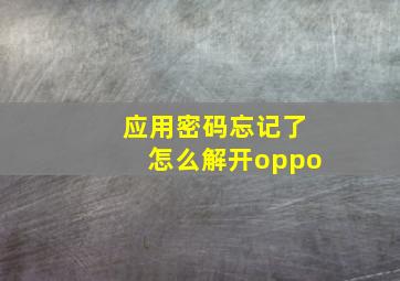 应用密码忘记了怎么解开oppo