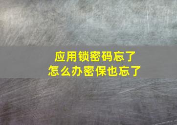 应用锁密码忘了怎么办密保也忘了