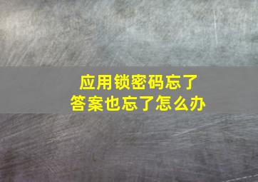 应用锁密码忘了答案也忘了怎么办