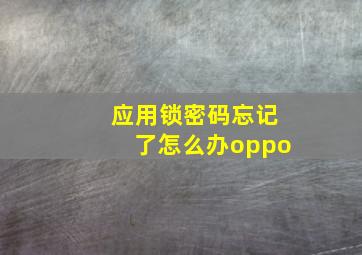 应用锁密码忘记了怎么办oppo