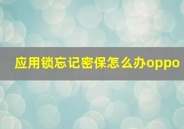 应用锁忘记密保怎么办oppo