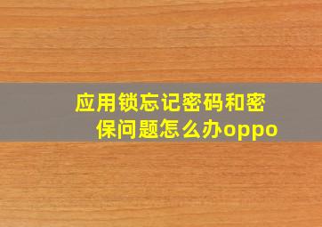 应用锁忘记密码和密保问题怎么办oppo