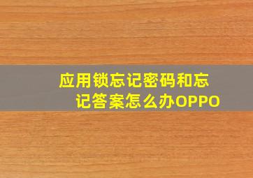 应用锁忘记密码和忘记答案怎么办OPPO