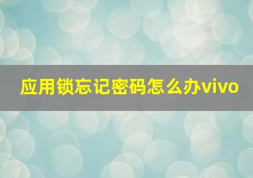 应用锁忘记密码怎么办vivo