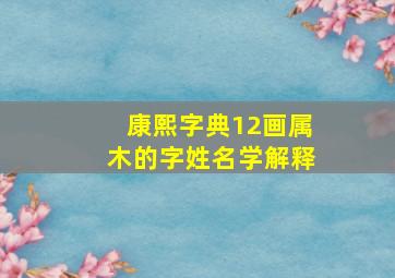 康熙字典12画属木的字姓名学解释