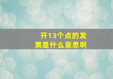 开13个点的发票是什么意思啊